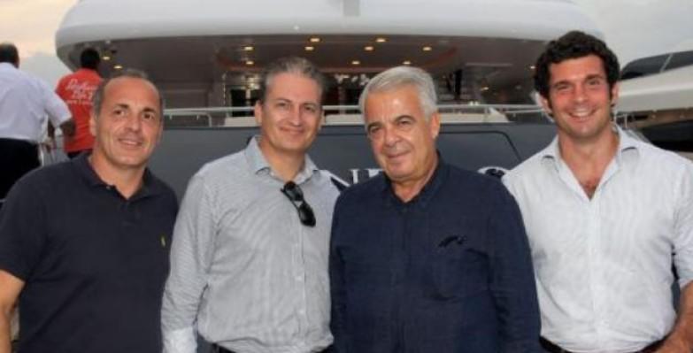 Ρικάρντο Παρμεριτσόλι, Μπρούνο Μάθιου, Ισίδωρος Ρεβάχ, Φαμπρίτσιο Σκέρτσι στη μαρίνα του Αγίου Κοσμά.