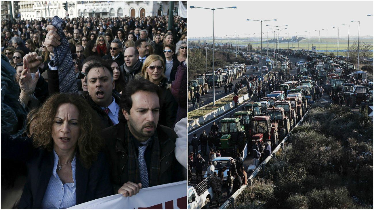 Γραβάτες και τρακτέρ μαζί στις κινητοποιήσεις