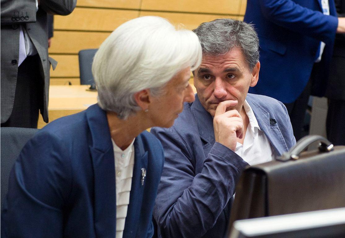 Ο υπουργός Oικονομικών Ευκλείδης Τσακαλώτος και η Γενική Διευθύντρια του ΔΝΤ Κριστίν Λαγκάρντ