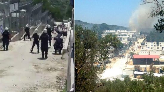 Πανικός μετά από εξέγερση μεταναστών στη Μόρια: Φωτιές, χημικά και συγκρούσεις (pics – video)