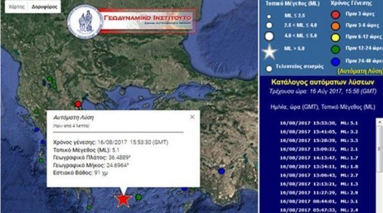 Ισχυρός σεισμός 5,1 Ρίχτερ ανάμεσα σε Μήλο, Αμοργό και Σαντορίνη