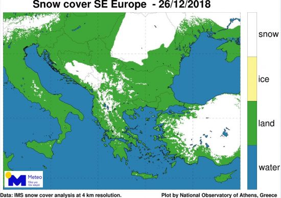 Καλυμμένο με χιόνι το 8% της χώρας στις 26 Δεκεμβρίου