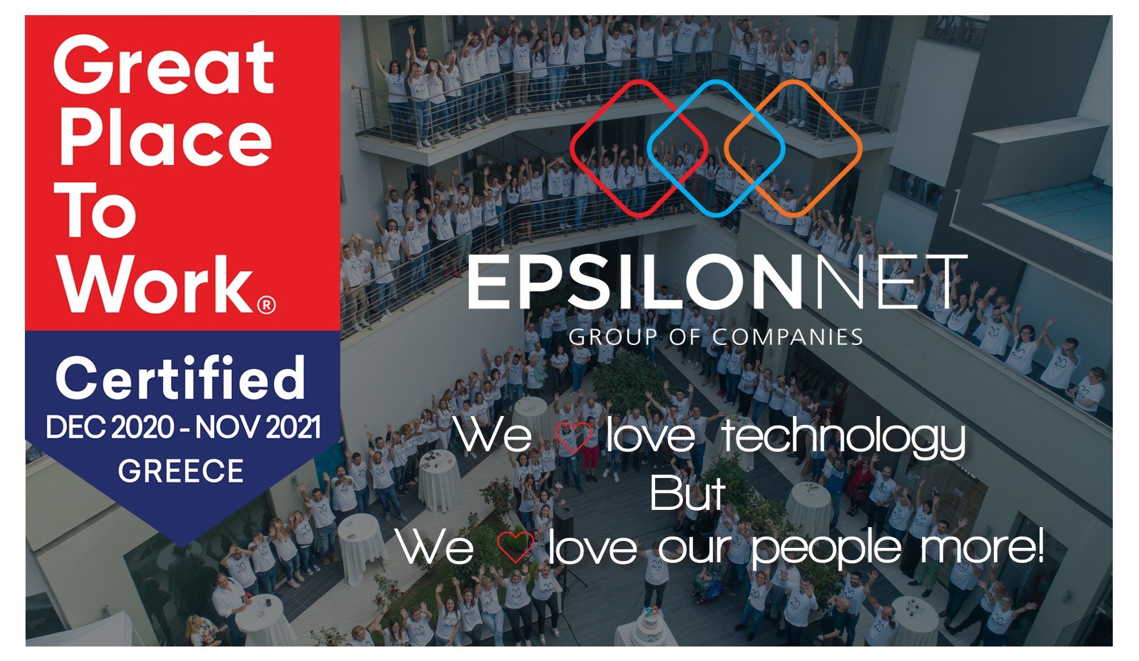 H Epsilon Net απέκτησε την Πιστοποίηση του Great Place to Work®