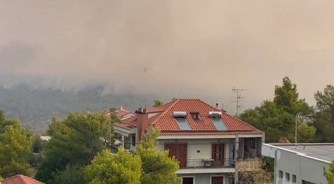 Σε πλήρη εξέλιξη η πυρκαγιά στα Βίλια - Μάχη κοντά στους οικισμούς Οινόη και Πανόραμα