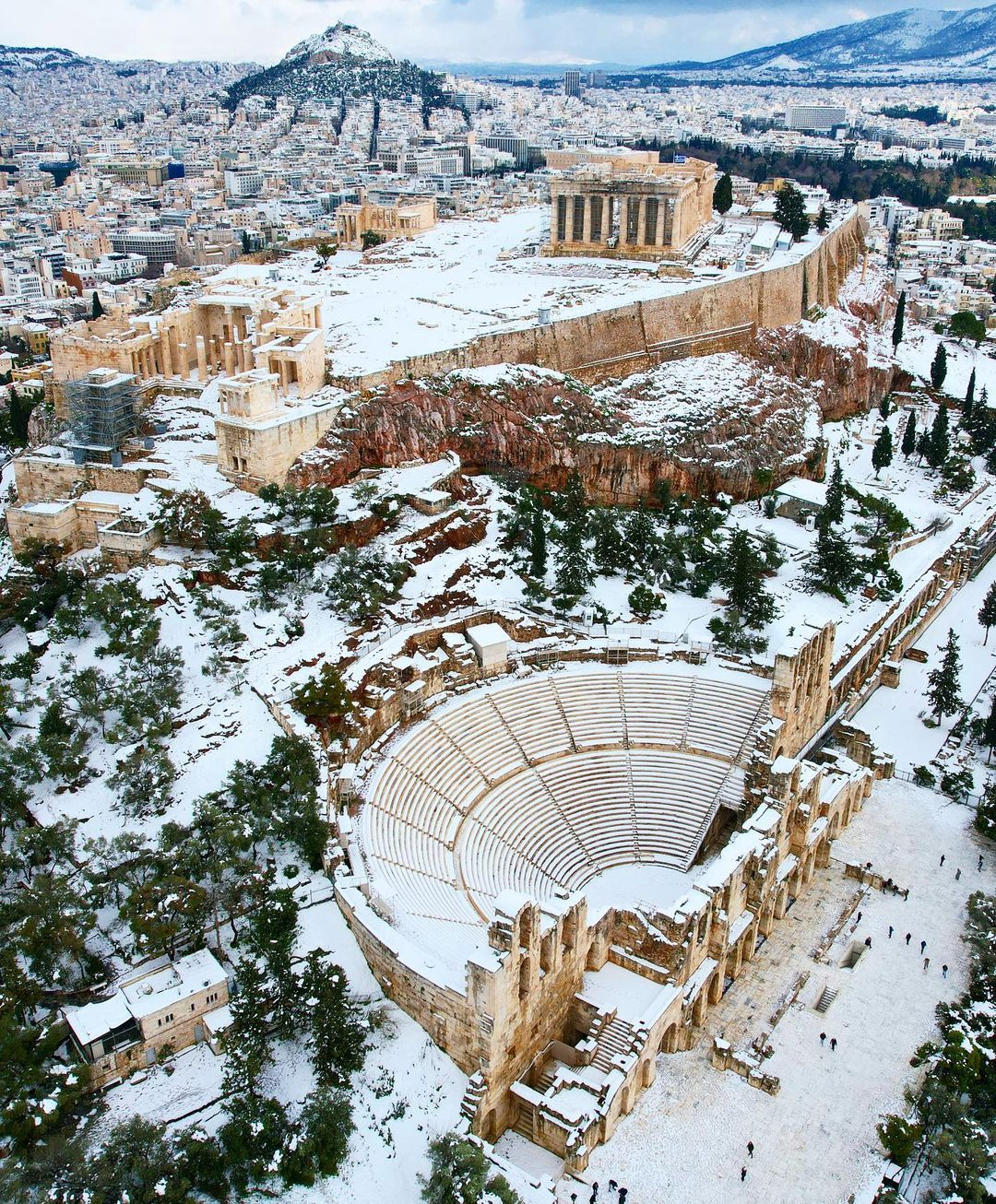 χιόνια Αθήνα Ακρόπολη