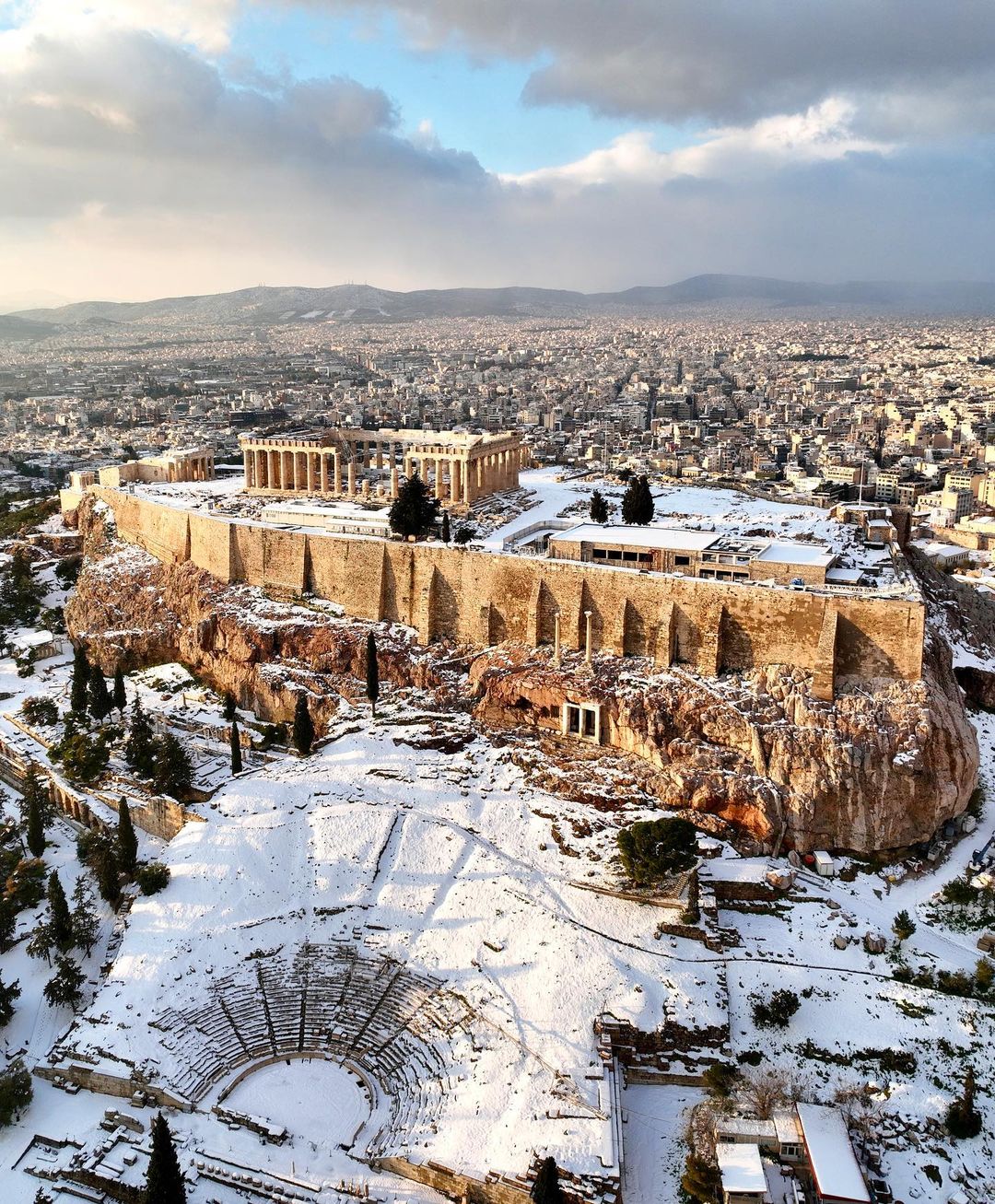 χιόνια Αθήνα Ακρόπολη