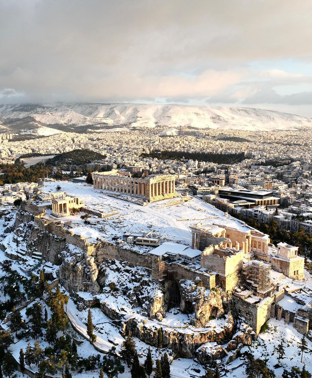 χιόνια Αθήνα Ακρόπολη
