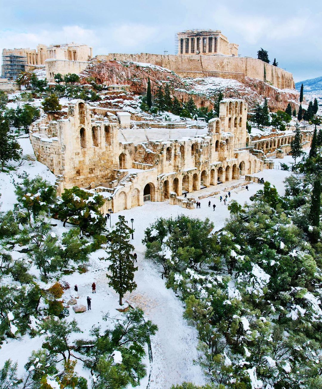 χιόνια Αθήνα Ακρόπολη