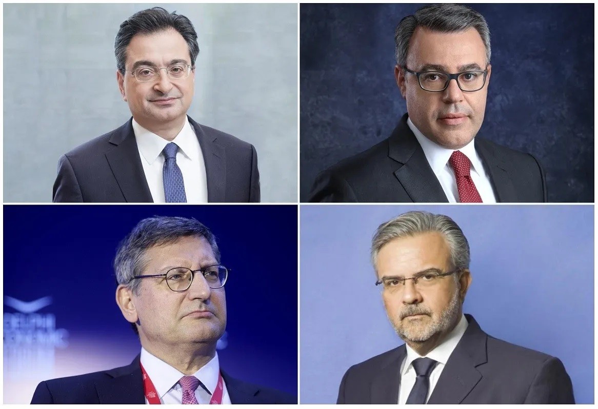 Οι CEOs των τεσσάρων συστημικών τραπεζών, Φ. Καραβίας (Eurobank), Β. Ψάλτης (Alpha Bank), Π. Μυλωνάς (Εθνική Τράπεζα), Χρ. Μεγάλου (Τράπεζα Πειραιώς)