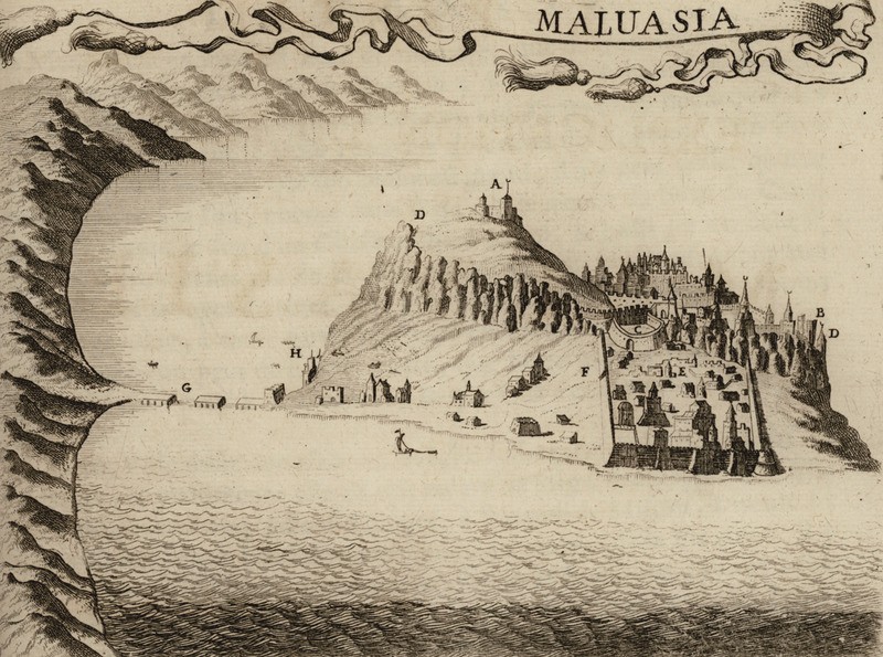 Άποψη της Μονεμβάσιας, όπου επισημαίνονται σημεία στρατηγικής σημασίας για την πολιορκία της πόλης από τους Βενετούς το 1685