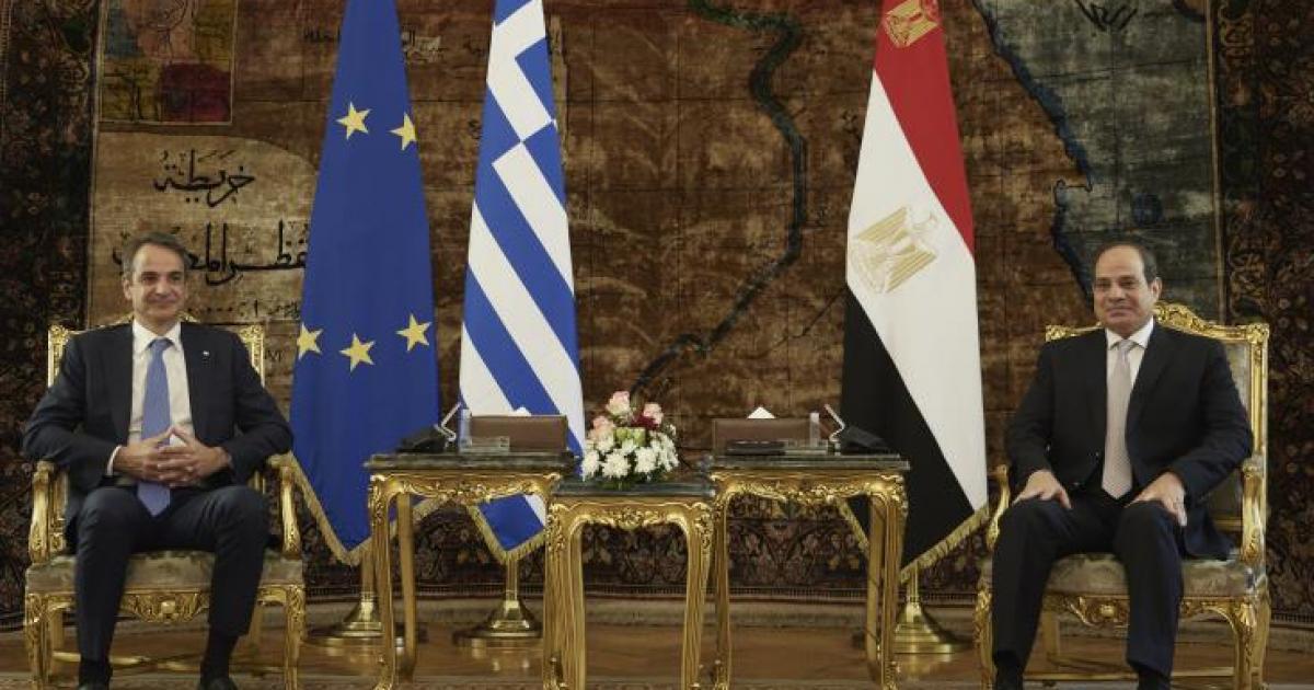 O πρωθυπουργóς, Κυριάκος Μητσοτάκης με τον Πρόεδρο της Αιγύπτου Αμπντέλ Φατάχ Αλ Σίσι
