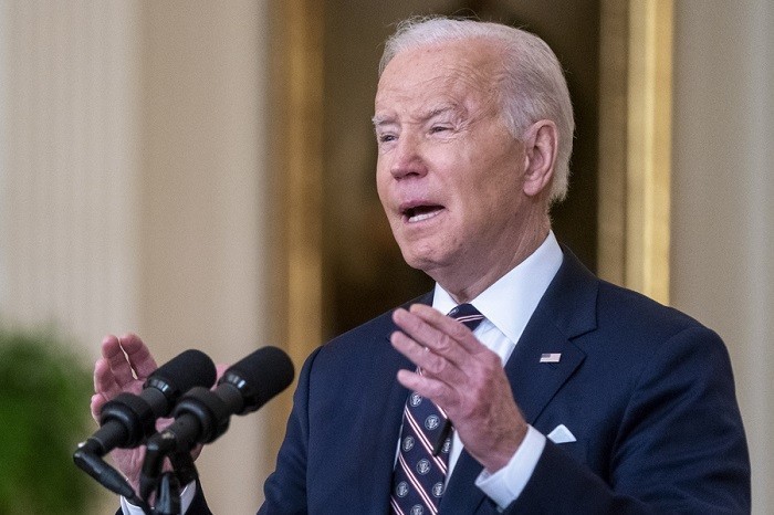 US President Joe Biden delivers remarks on the US response to the escalation on the Ukraine-Russian border during a speech in the East Room of the White House in Washington, DC, USA, 22 February 2022.