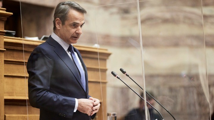 Ο πρωθυπουργός Κυριάκος Μητσοτάκης μιλάει στην Ολομέλεια της Βουλής