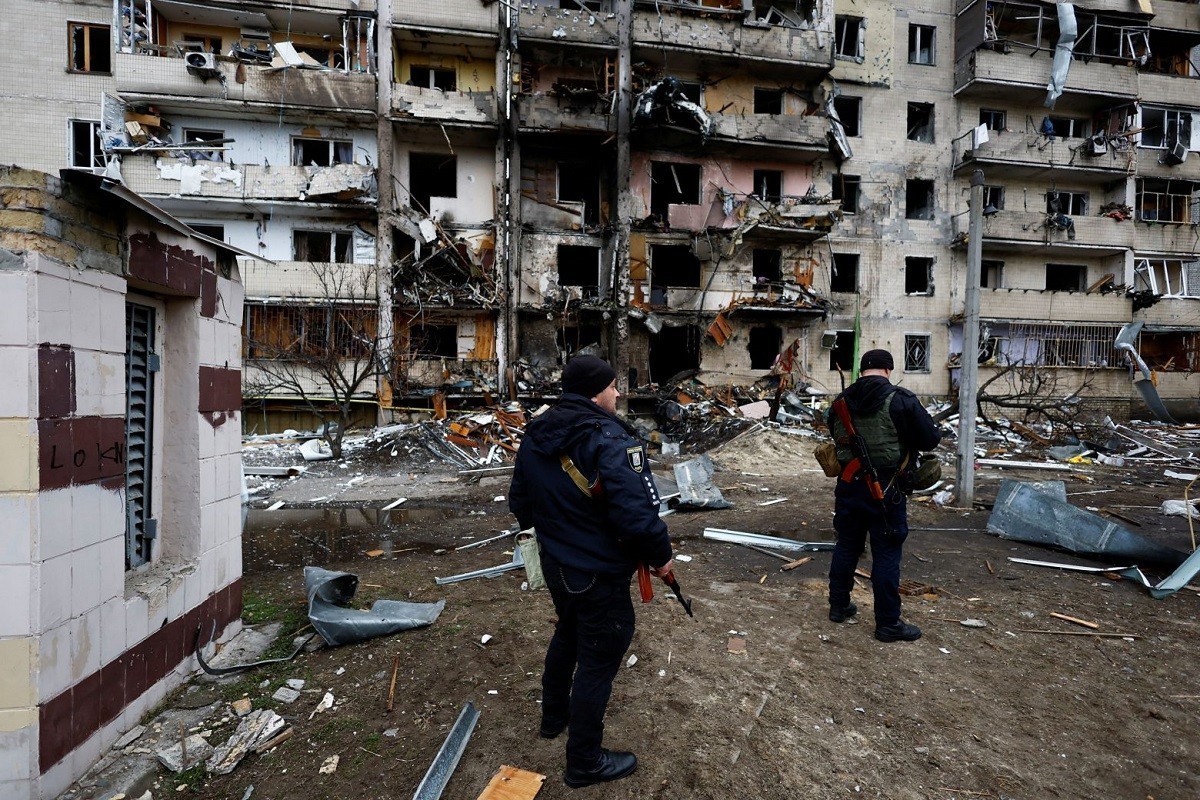 Βομβαρδισμένο τοπίο στο Κίεβο