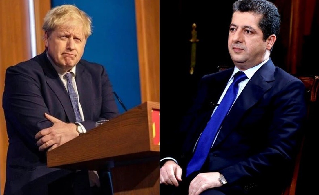 Ο Βρετανός Πρωθυπουργός Μπόρις Τζόνσον και ο πρωθυπουργός του Ιρακινού Κουρδιστάν Μασρούρ Μπαρζανί