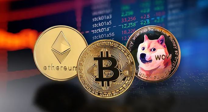 Ether, bitcoin, dogecoin