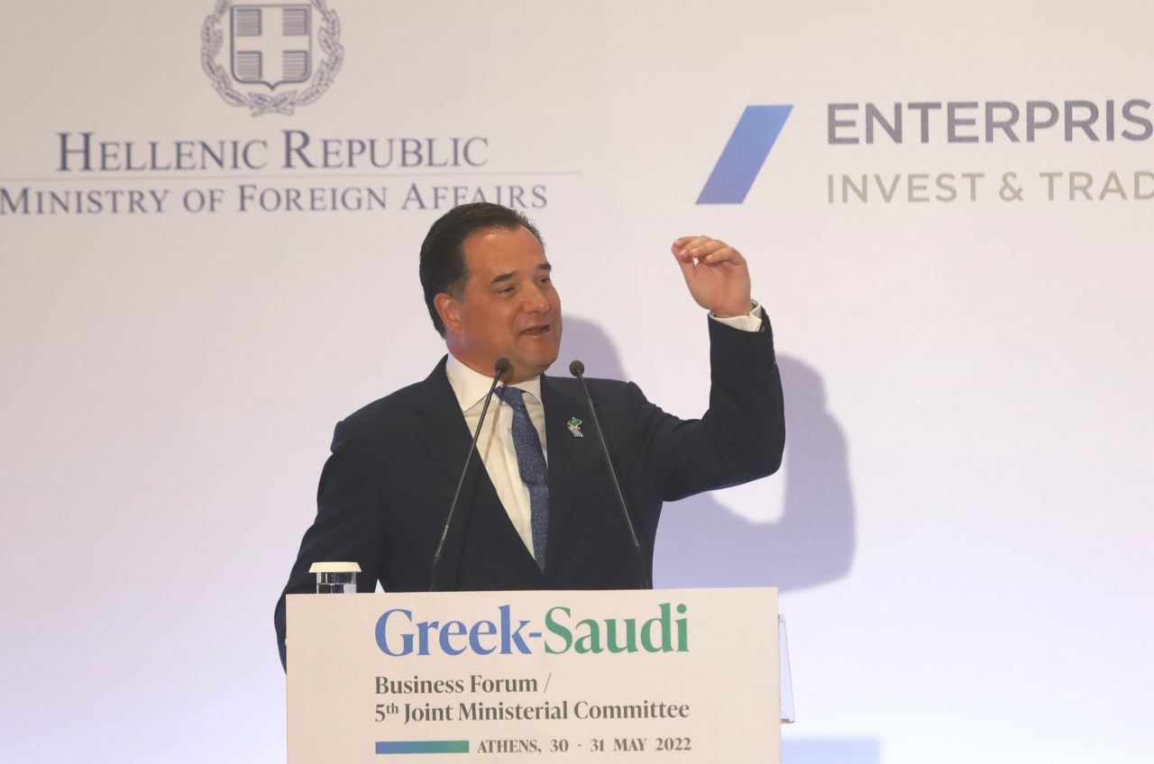 Ο υπουργός Ανάπτυξης και Επενδύσεων Άδωνις Γεωργιάδης, στην ομιλία του στο Επιχειρηματικό Φόρουμ Ελλάδας-Σαουδικής Αραβίας