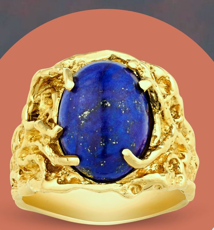 Χρυσό δακτυλίδι με πέτρα λάπις λάζουλι