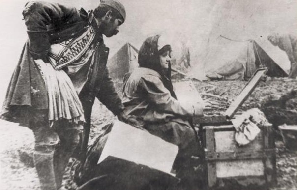 Η Θάλεια Φλωρά-Καραβία στο μέτωπο, 1912. Μουσείο Μπενάκη - Ιστορικά Αρχεία, Συλλογή φωτογραφιών Μαρίας Χωραφά