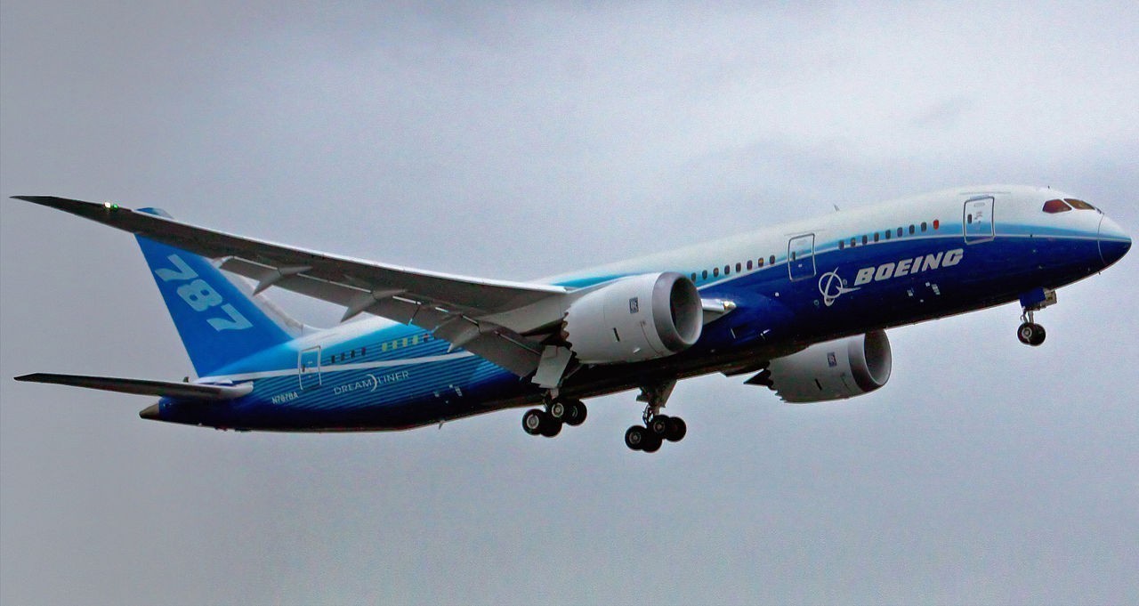 First flight of Boeing 787 Dreamliner on December 15, 2009 just after takeoff