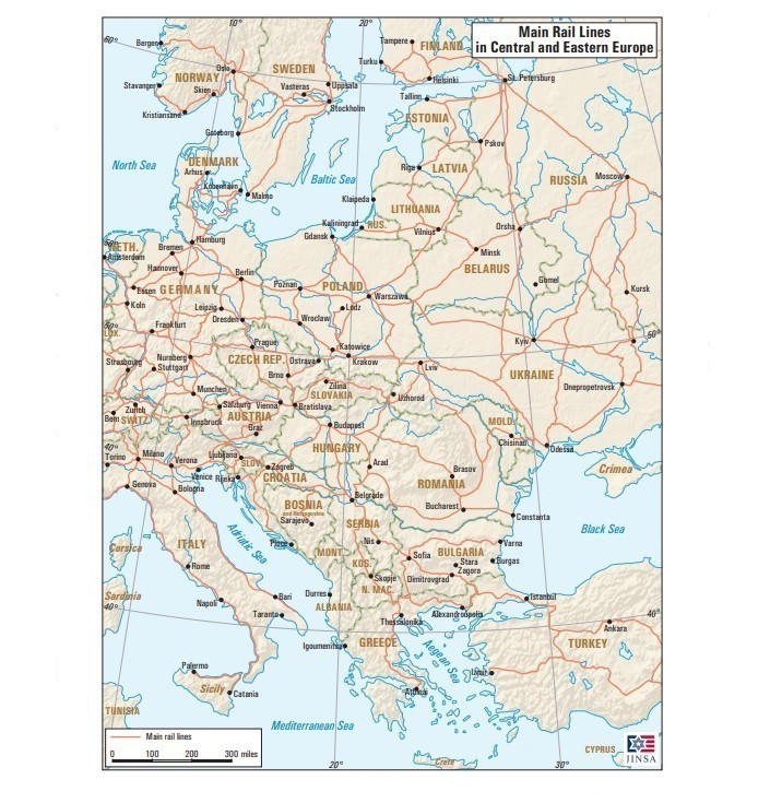 Κύριες σιδηροδρομικές γραμμές στην Κεντρική και Ανατολική Ευρώπη