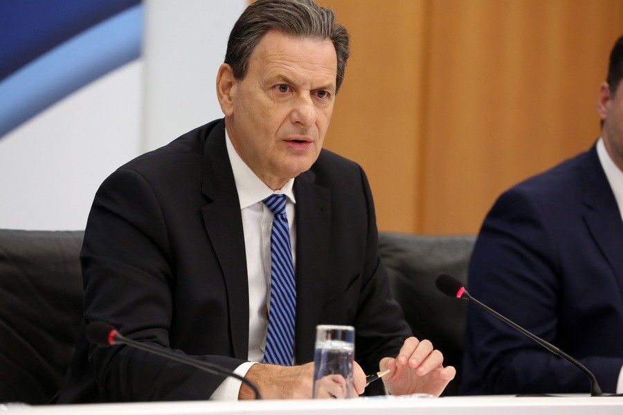 O αναπληρωτής υπουργός Οικονομικών Θόδωρος Σκυλακάκης, μιλά στη συνέντευξη Τύπου για την πορεία υλοποίησης του Εθνικού Σχεδίου Ανάκαμψης και Ανθεκτικότητας «Ελλάδα 2.0»