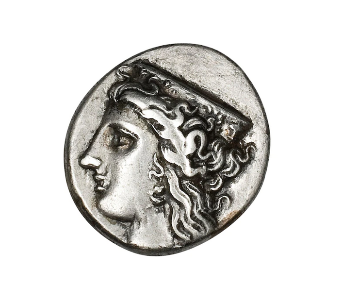 Ασημένιο νόμισμα από την Κρήτη, κοπής μεταξύ 350 και 220 π.Χ. με παράσταση της Ήρας