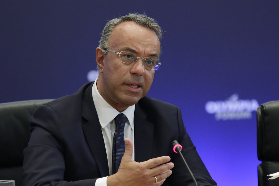 Ο υπουργός Οικονομικών Χρήστος Σταϊκούρας, μιλάει στο συνέδριο της Ολυμπίας την 1η ημέρα στο Ζάππειο Μέγαρο
