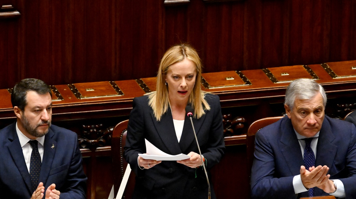 Η Τζόρτζια Μελόνι μιλά στην ιταλική Βουλή