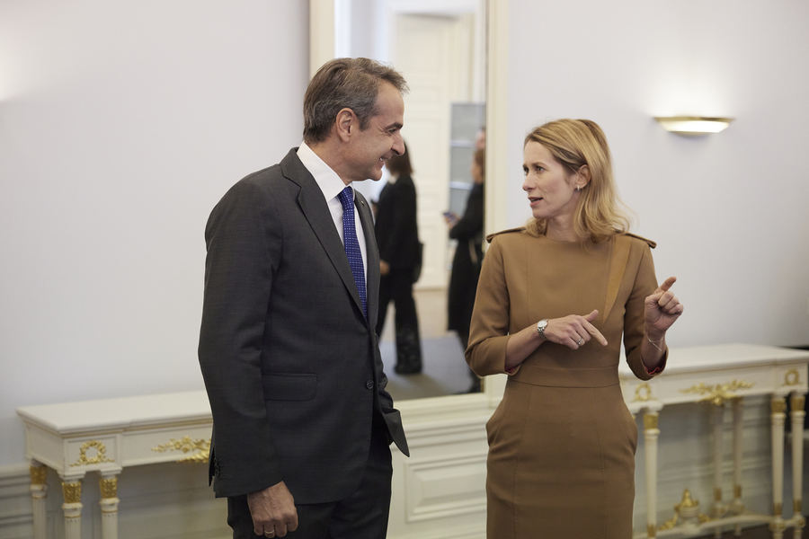 Ο πρωθυπουργός Κυριάκος Μητσοτάκης συναντάται με την πρωθυπουργό της Εσθονίας Kaja Kallas κατά την διάρκεια της επίσκεψης του στο Ταλίν της Εσθονίας