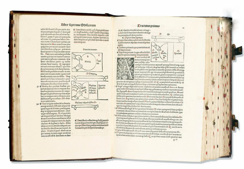 Σελίδες του βιβλίου με την μετάφραση του Αριστοτέλη στα λατινικά, 1496