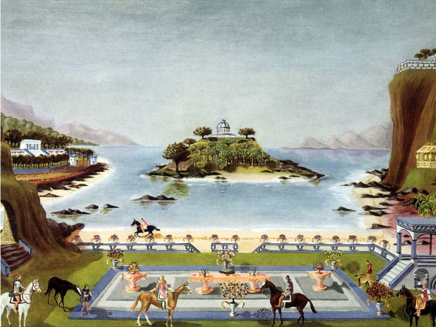 . Ουτοπική σκηνή της ζωής στη μυθική Ατλαντίδα, μία εικονογράφηση του σερ Τζέραλντ Χάργκριβς 