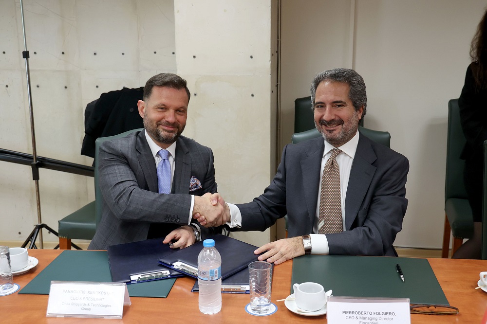 Ο Πρόεδρος & Δ/νων Σύμβουλος της ONEX Shipyards & Technologies Group κ. Πάνος Ξενοκώστας και ο Δ/νων Σύμβουλος της Fincantieri κ. Pierroberto Folgiero.