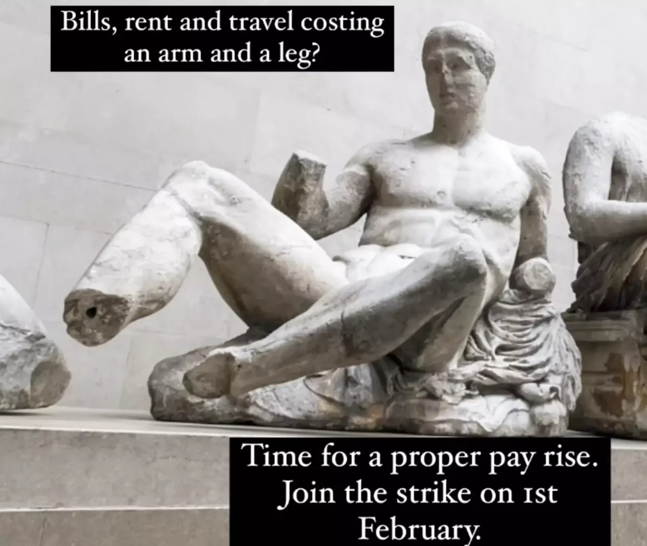 Αφίσα της απεργίας του Βρετανικού Μουσείου με τον θεό Διόνυσο