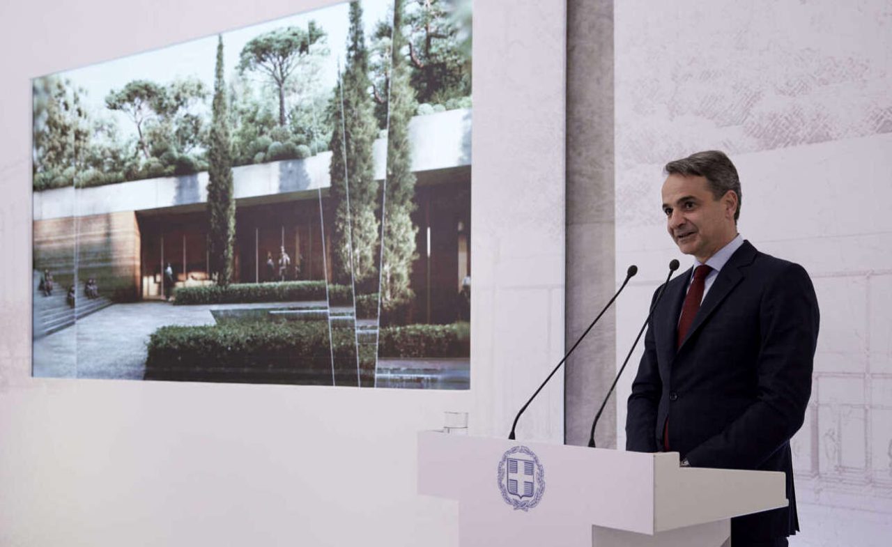 Ο πρωθυπουργός Κυριάκος Μητσοτάκης κατά την παρουσίαση του νέου Εθνικού Αρχαιολογικού Μουσείου
