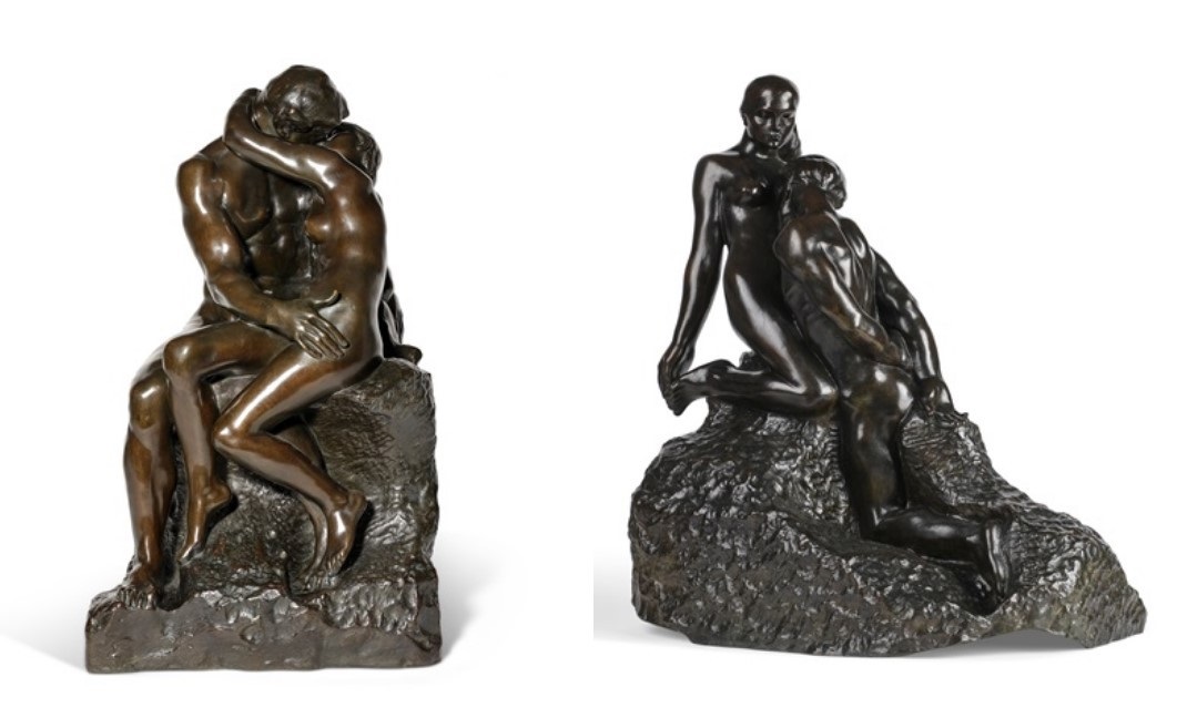 Τα έργα του Ροντέν «Το φιλί» και «Αιώνιο είδωλο» στα οποία επισημαίνονται συσχετισμοί με έργα της Κλοντέλ