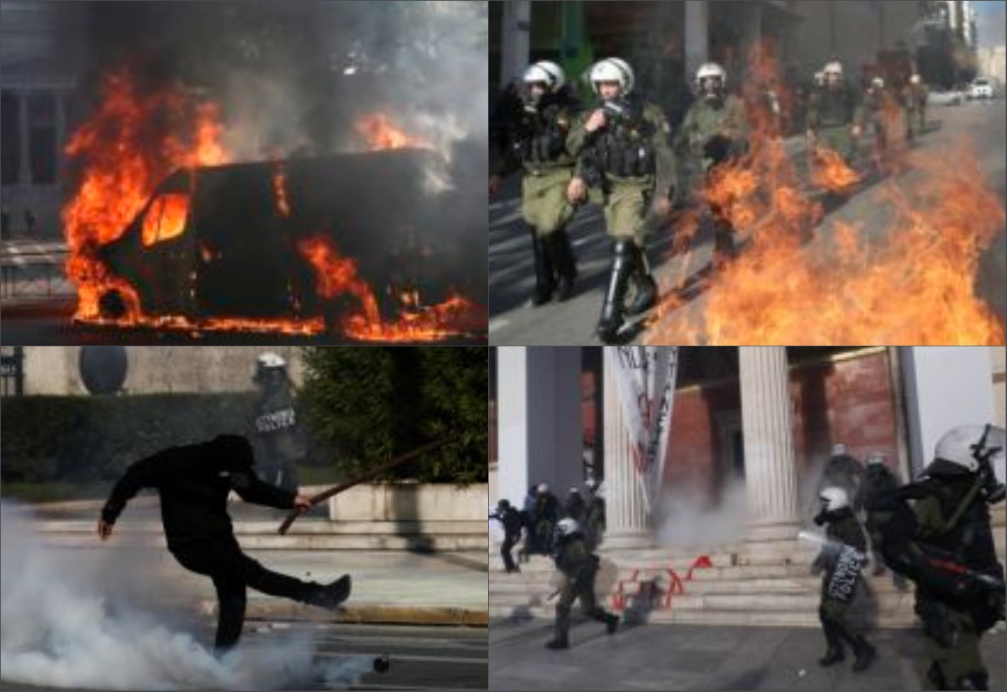 Επεισόδια με κουκουλοφόρους στο Σύνταγμα και τα Προπύλαια μετά την πορεία