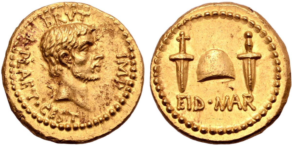 Το χρυσό νόμισμα «Ειδοί του Μαρτίου» και στις δύο όψεις του
