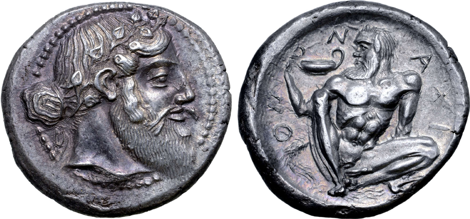 Το ασημένιο νόμισμα της Σικελικής Νάξου με τον Διόνυσο και τον Σειληνό 