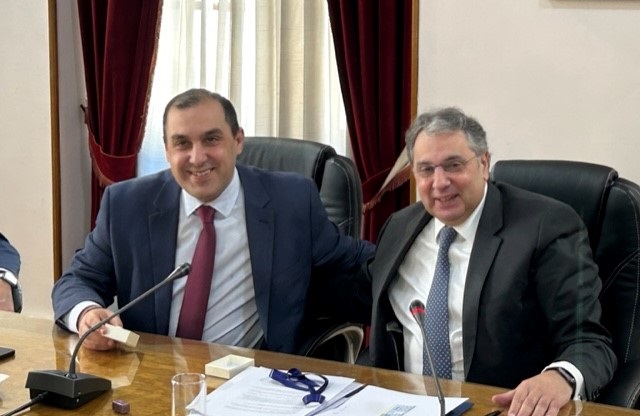 Κώστας Κατσαφάδος, Υφυπουργός Ναυτιλίας και Νησιωτικής Πολιτικής και ο Πρόεδρος του ΕΒΕΠ, Βασίλης Κορκίδης