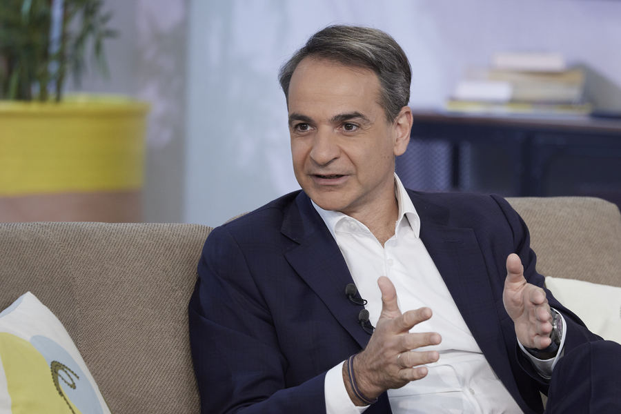 Ο πρωθυπουργός Κυριάκος Μητσοτάκης παραχωρεί συνέντευξη στην εκπομπή «Mega Καλημέρα» και στην Ελεονώρα Μελέτη (ΑΠΕ-ΜΠΕ)
