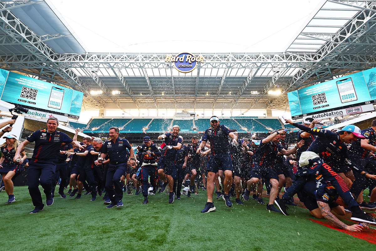 Πανηγυρισμοί από τη Red Bull στο Hard Rock Stadium