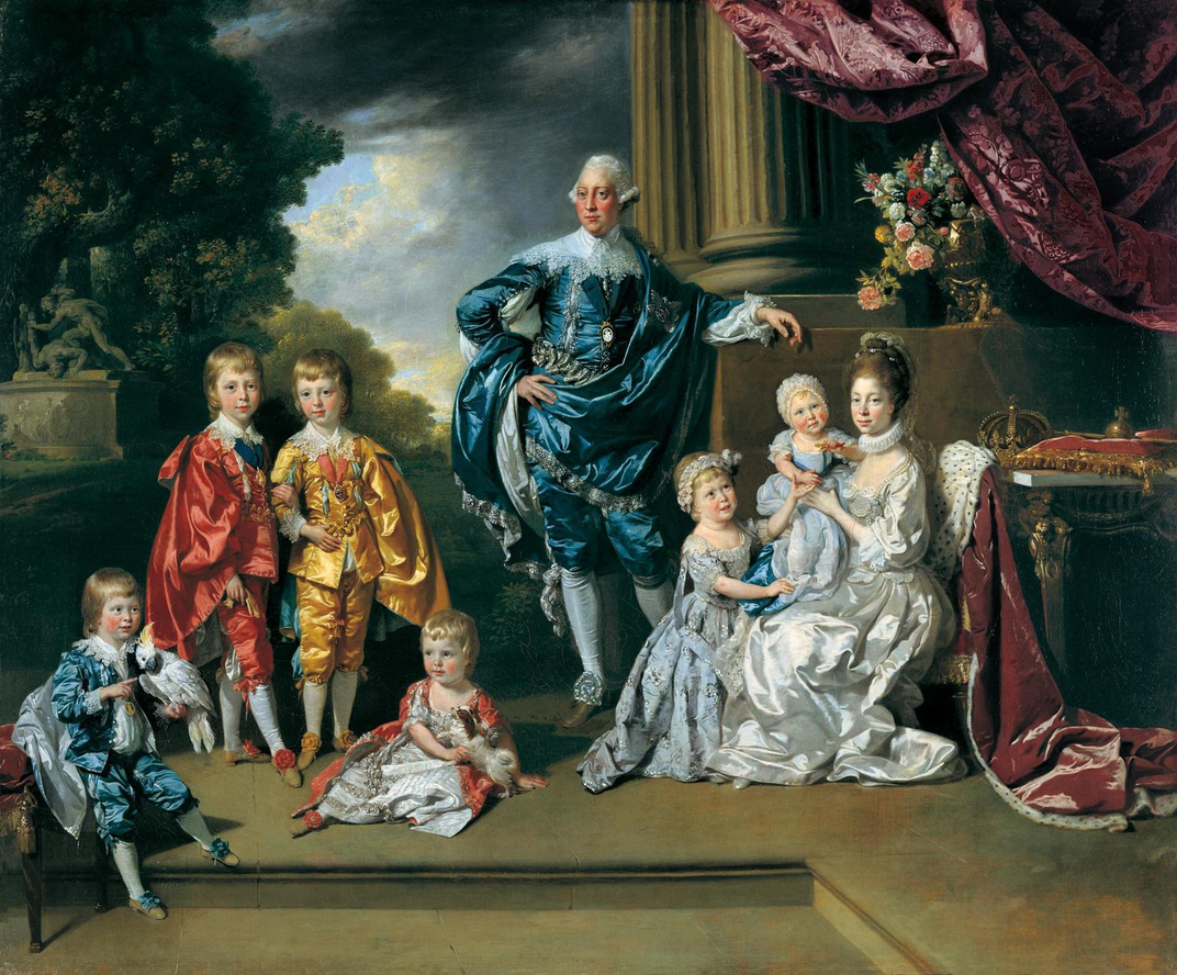 Ο Γεώργιος και η Καρλότα με έξι από τα παιδιά τους