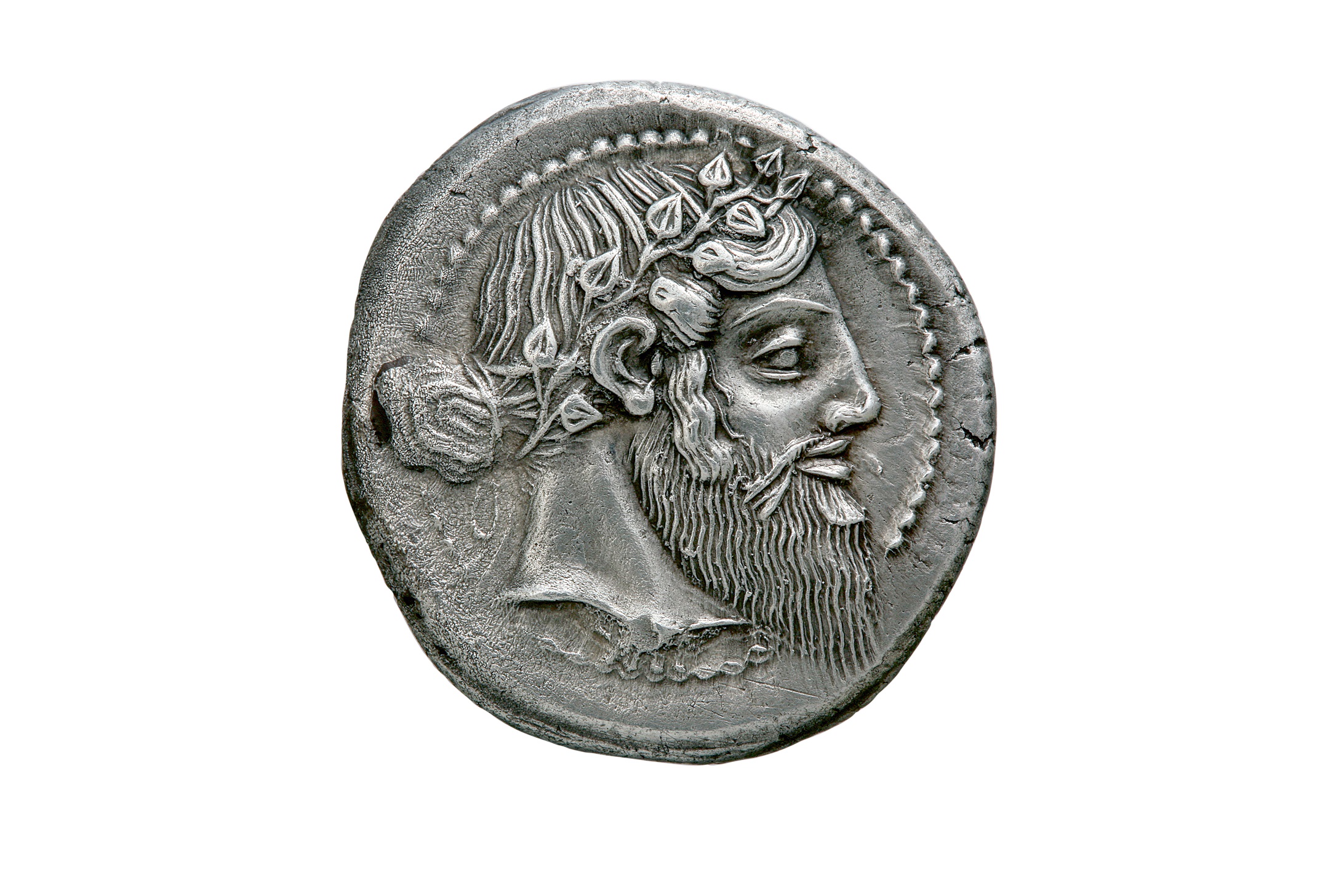 Νόμισμα της σικελικής Νάξου με τη μορφή του Διόνυσου