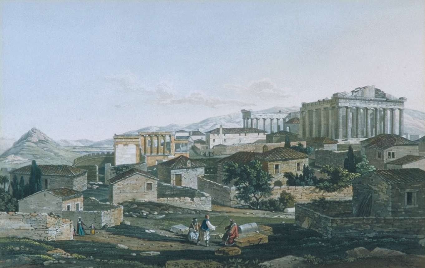 Η Ακρόπολη με τον Παρθενώνα από τα δυτικά. Από τον Έντουαρντ Ντόντγουελ, 1821