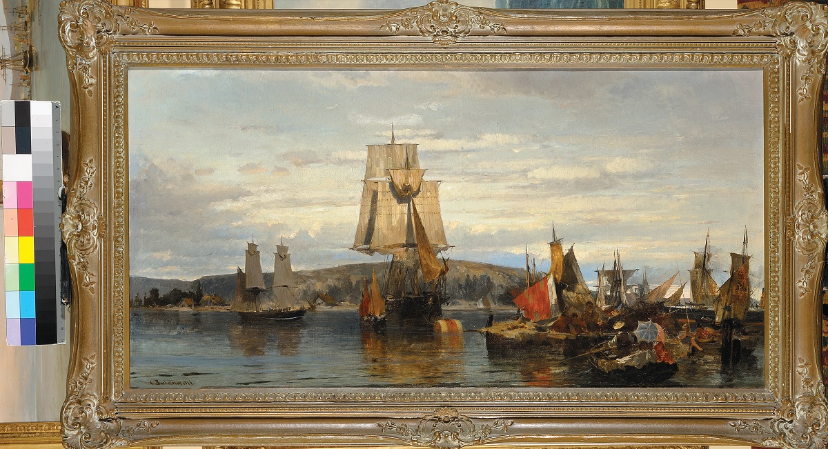 Έξω από το λιμάνι, 1870-72 λάδι σε καμβά, 48 x 95 εκ. Συλλογή Ιδρύματος Αικατερίνης Λασκαρίδη