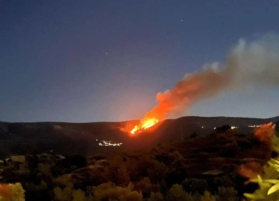 Η πυρκαγιά που ξέσπασε σε δασική έκταση στη Χίο