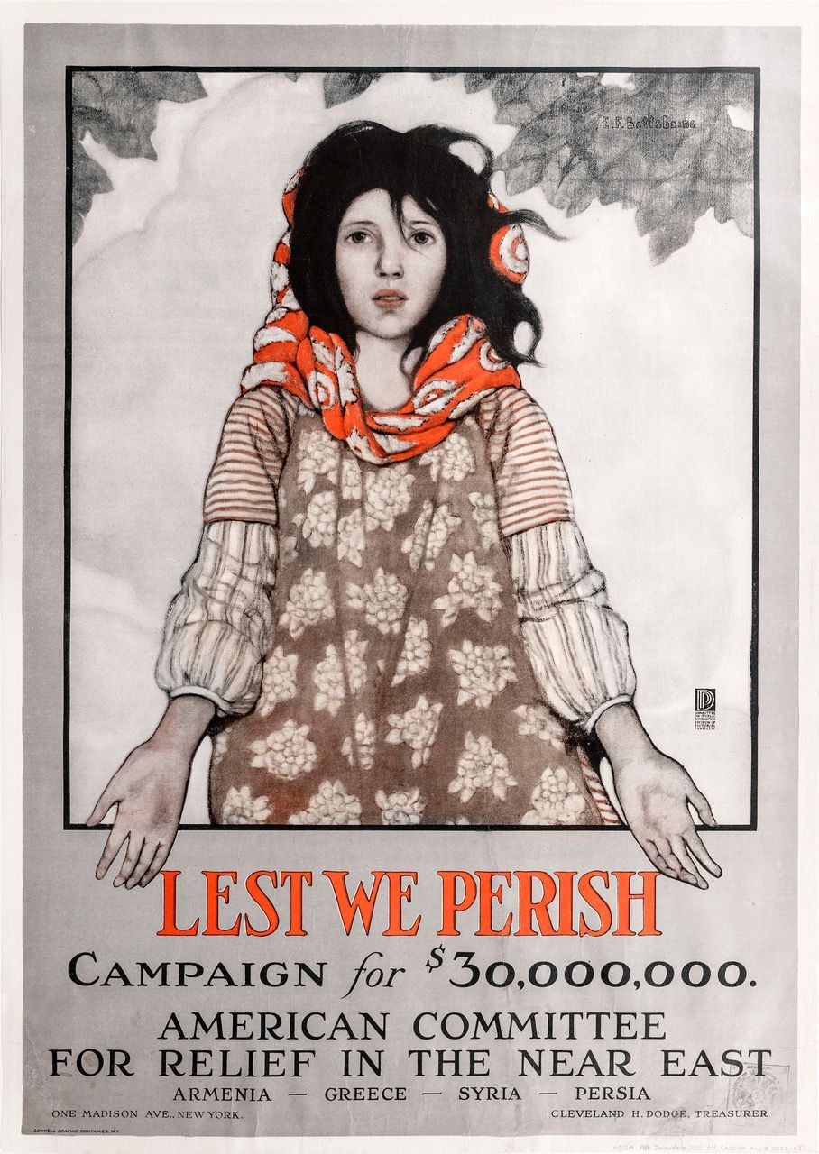 Έγχρωμη λιθογραφία της Περιθάλψεως Εγγύς Ανατολής για την εκστρατεία συγκέντρωσης 30.000.000 δολαρίων, Νέα Υόρκη 1919