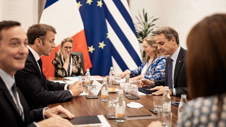 Συνάντηση του πρωθυπουργού Κυριάκου Μητσοτάκη με τον Γάλλο πρόεδρο, Εμανουέλ Μακρόν