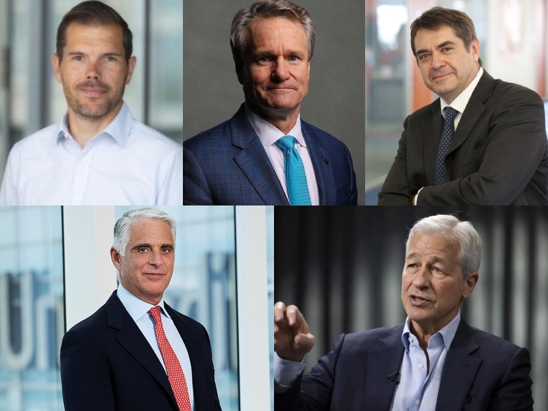 Neil Shearing, Group Chief Economist της Capital Economics,Brian Moynihan, CEO BofA,Paolo Pizzoli, ING,Andrea Orcel, CEO UniCredit Bank,Jamie Dimon, CEO JP Morgan